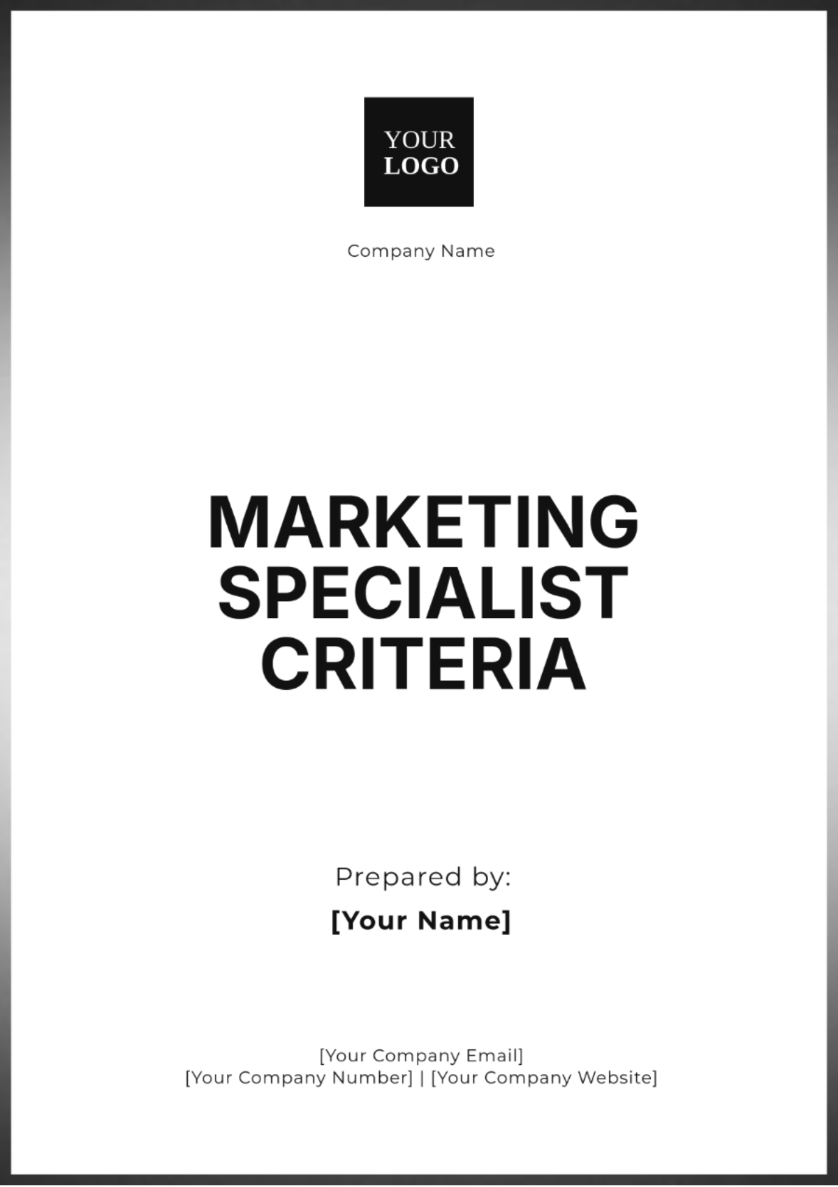 Marketing Specialist Criteria Template - Edit Online & Download