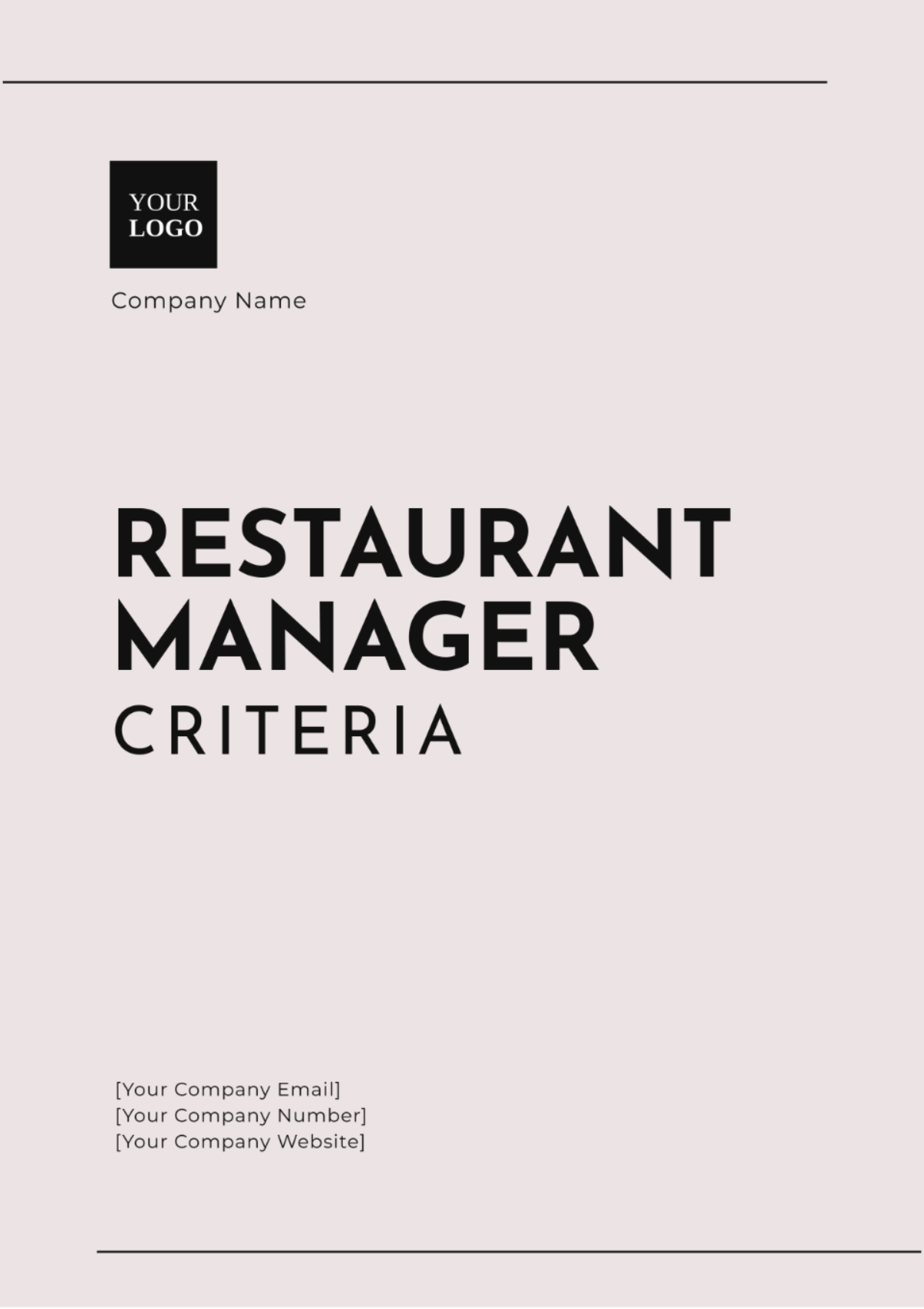 Restaurant Manager Criteria Template - Edit Online & Download