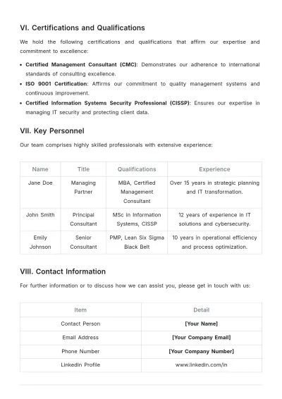 Free Capability Statement for Consulting Template to Edit Online