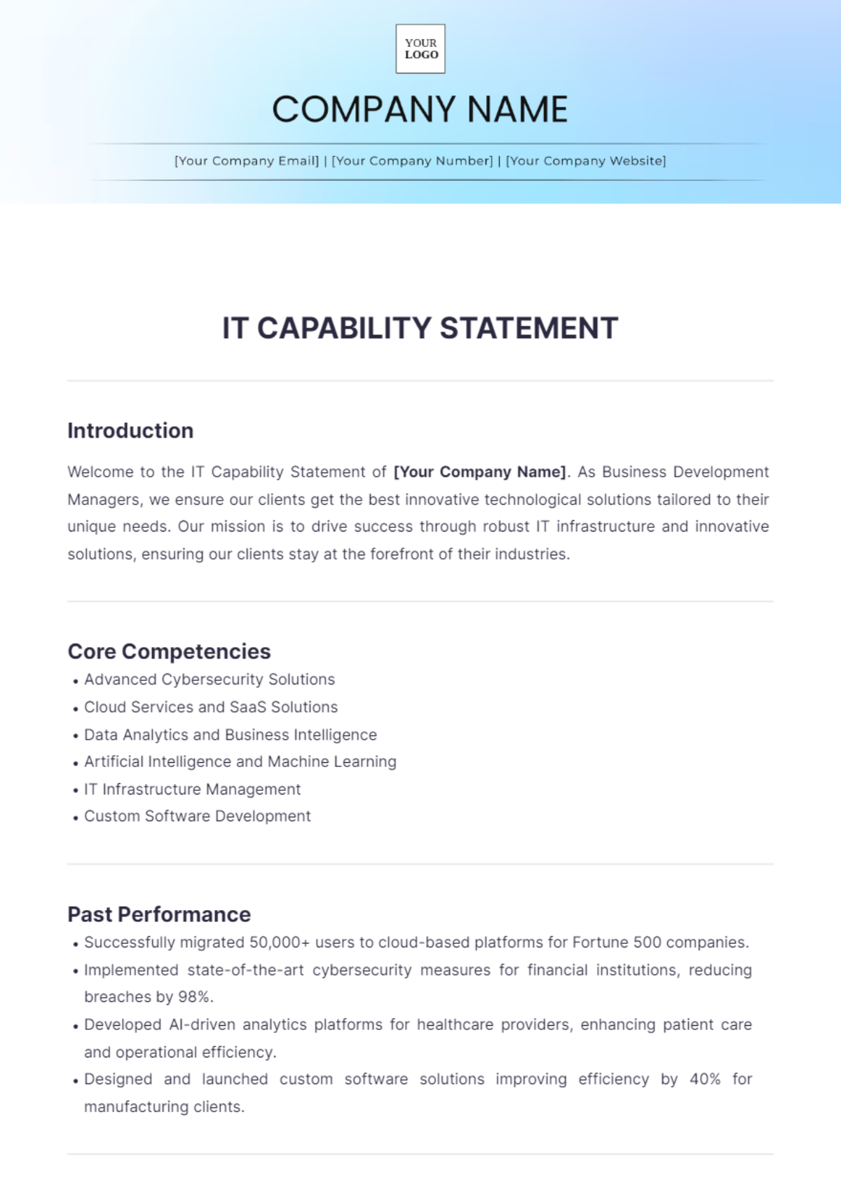 IT Capability Statement Template - Edit Online & Download