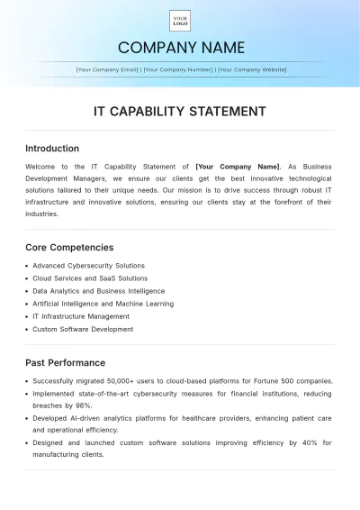 Free IT Capability Statement Template to Edit Online