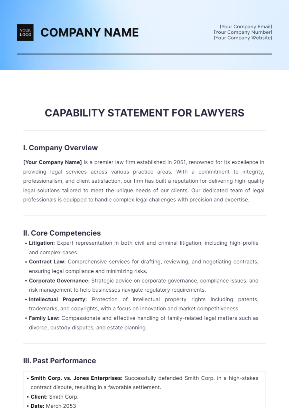 Capability Statement for Lawyers Template - Edit Online & Download