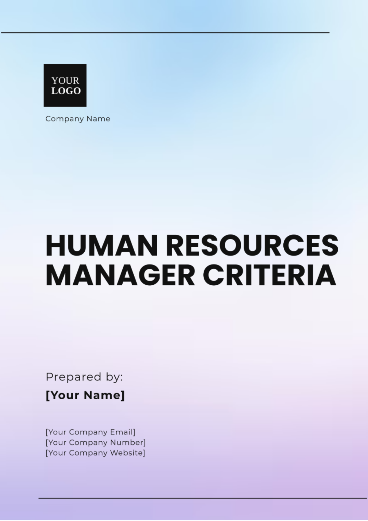 Human Resources Manager Criteria Template - Edit Online & Download