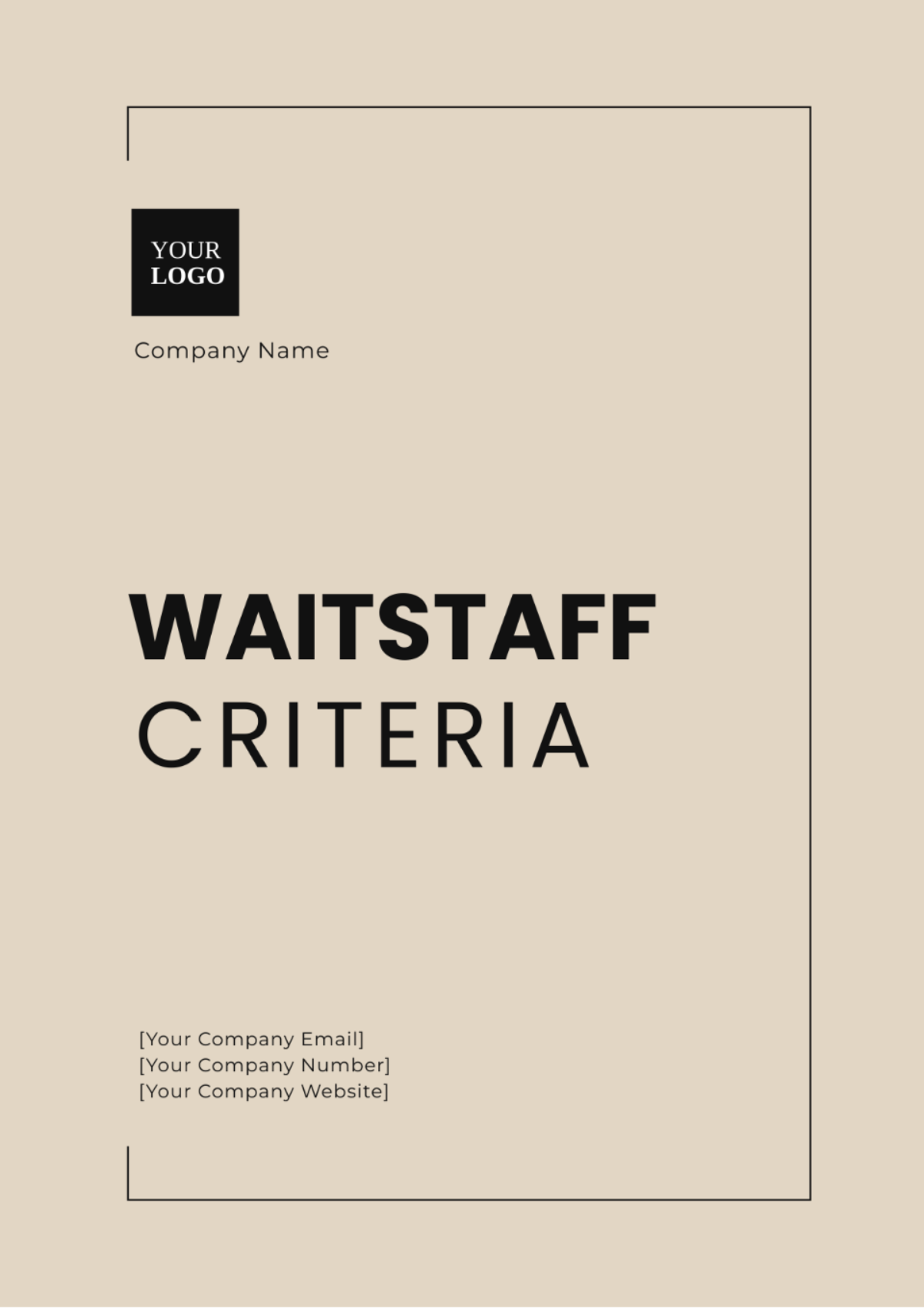 Waitstaff Criteria Template - Edit Online & Download