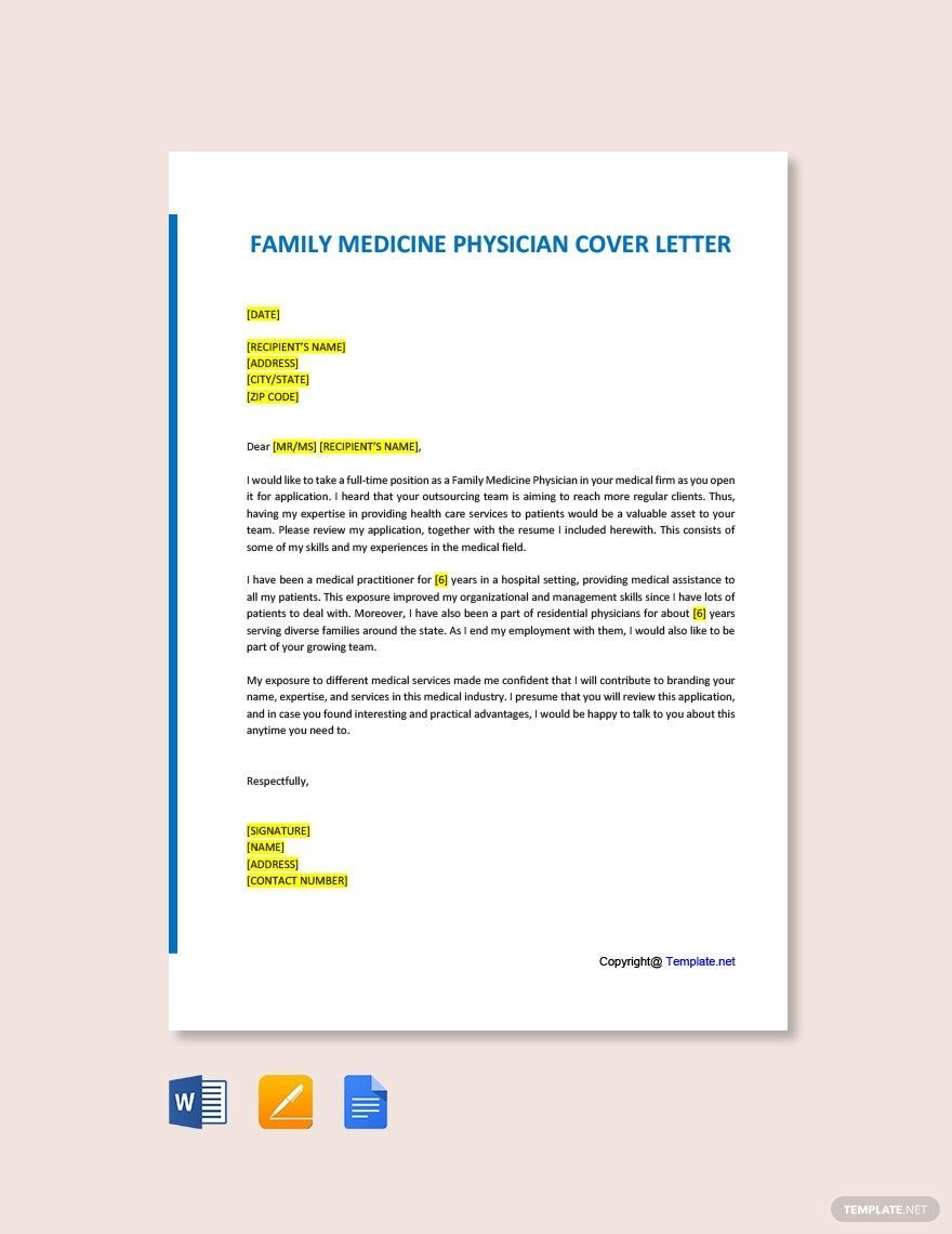 Family Medicine Physician Cover Letter Template