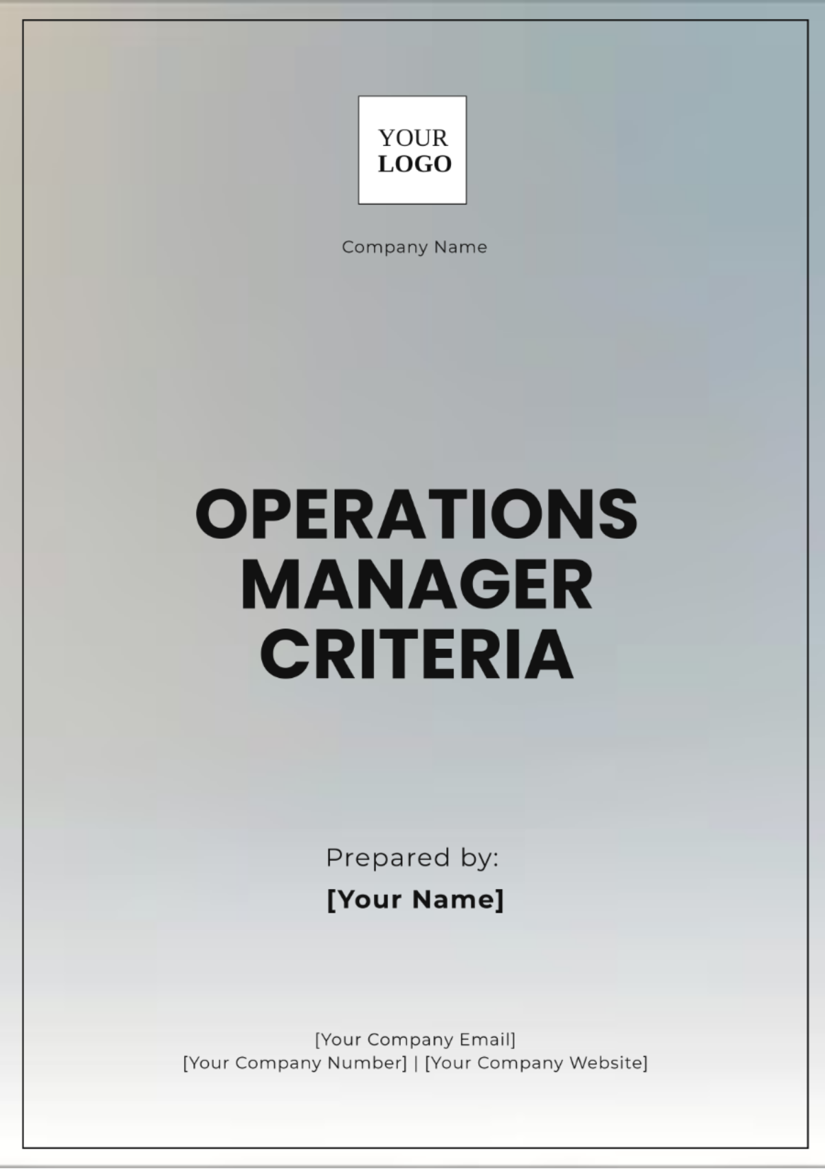 Operations Manager Criteria Template - Edit Online & Download