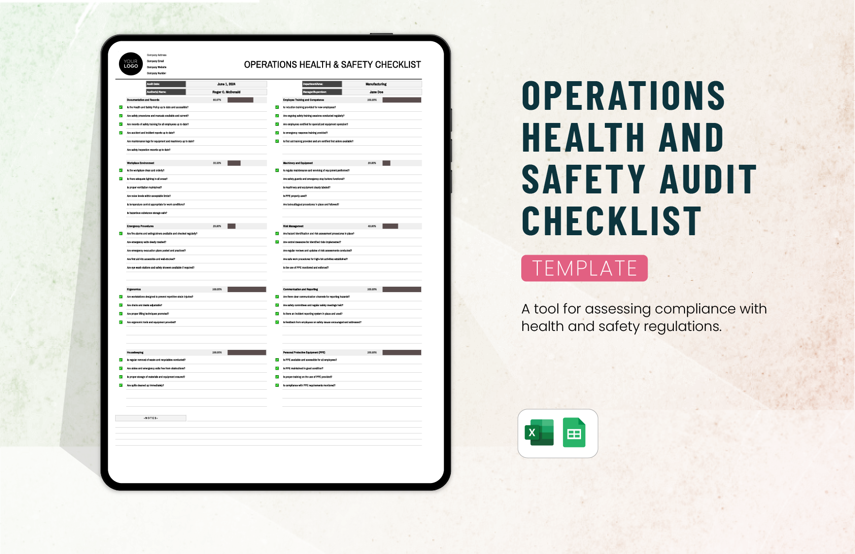 Operations Health and Safety Audit Checklist Template