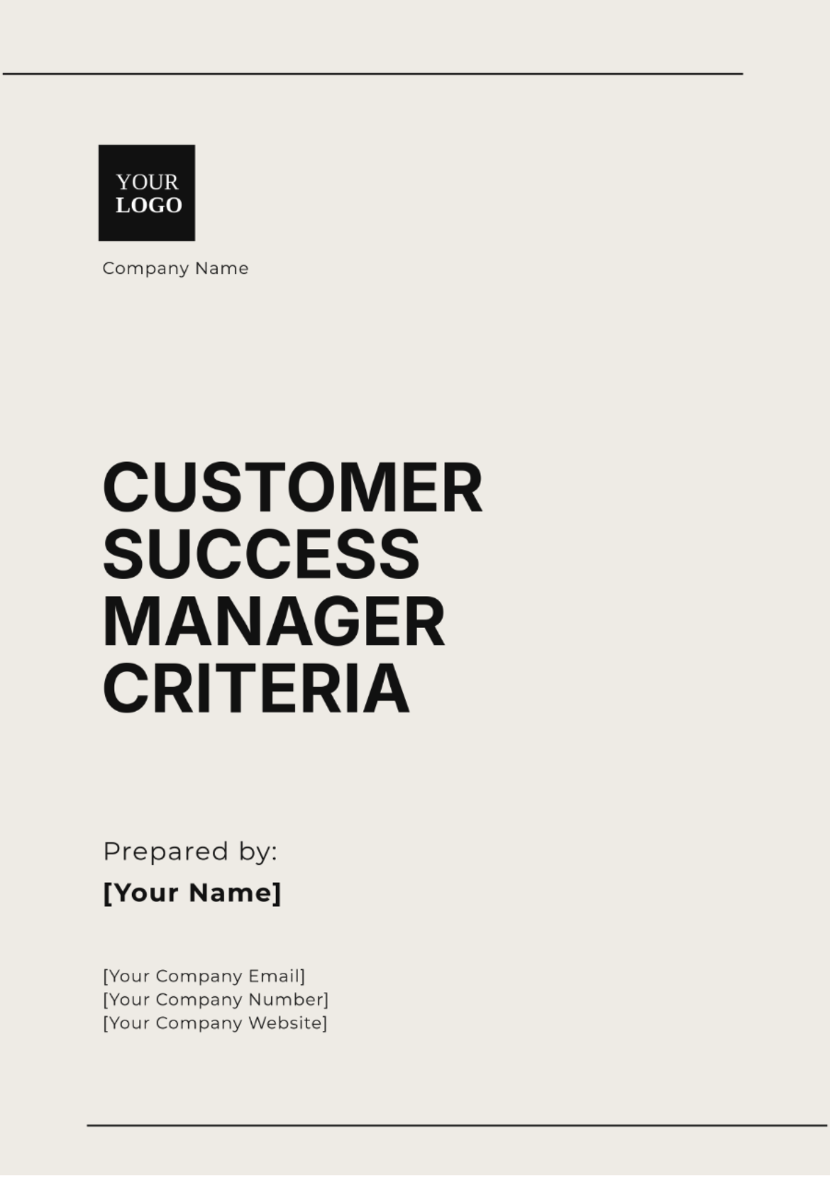 Customer Success Manager Criteria Template - Edit Online & Download