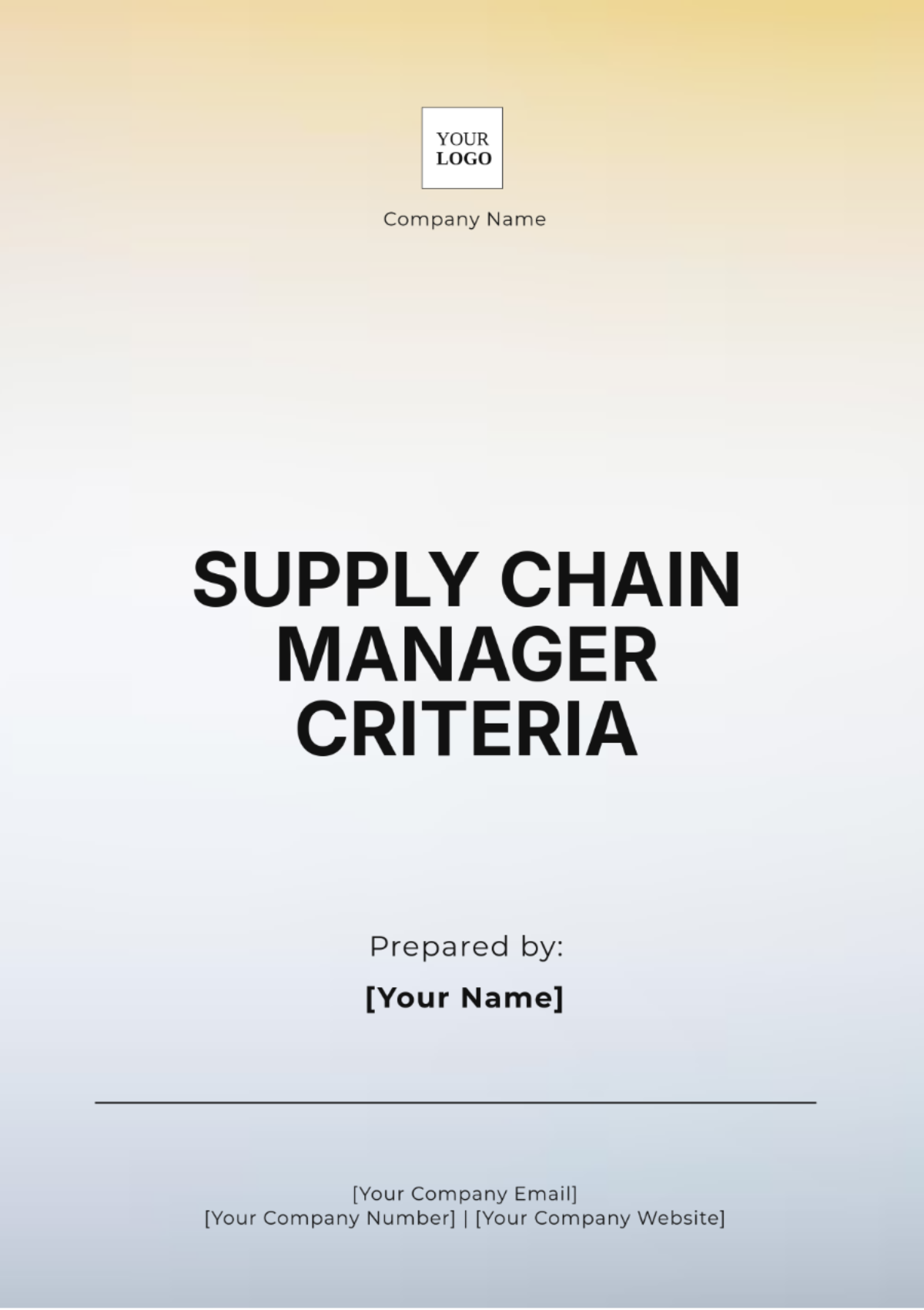 Supply Chain Manager Criteria Template - Edit Online & Download