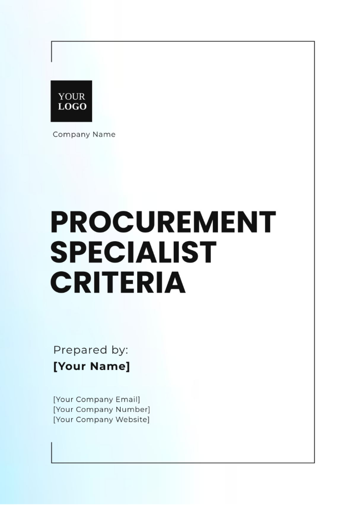 Procurement Specialist Criteria Template - Edit Online & Download