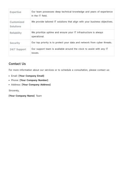Free Capability Statement for IT Services Template to Edit Online