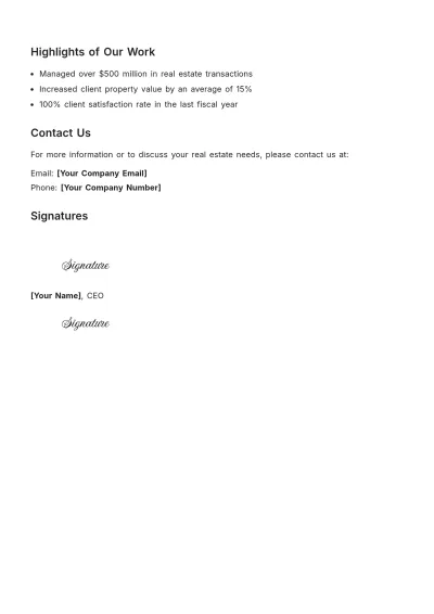 Free Capability Statement for Real Estate Template to Edit Online