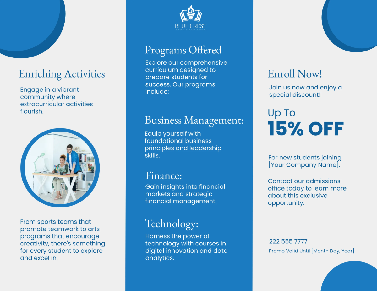 Free School Advertising Brochure Template to Edit Online