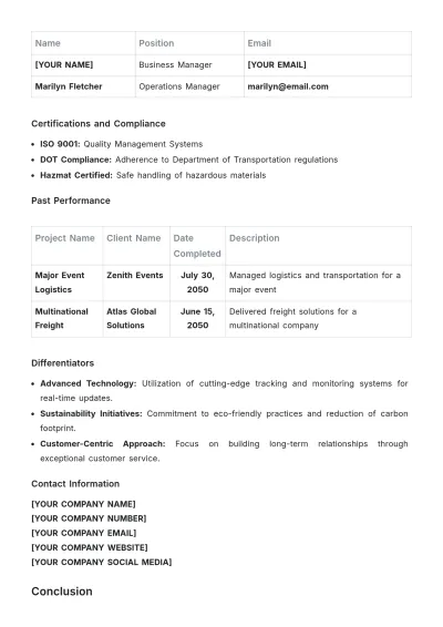 Free Capability Statement for Transportation Template to Edit Online
