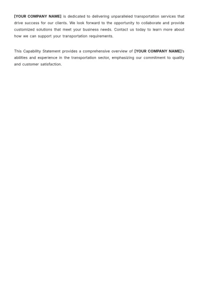 Free Capability Statement for Transportation Template to Edit Online