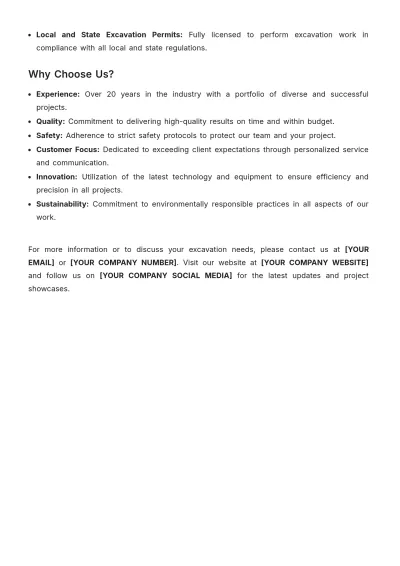 Free Excavation Capability Statement Template to Edit Online
