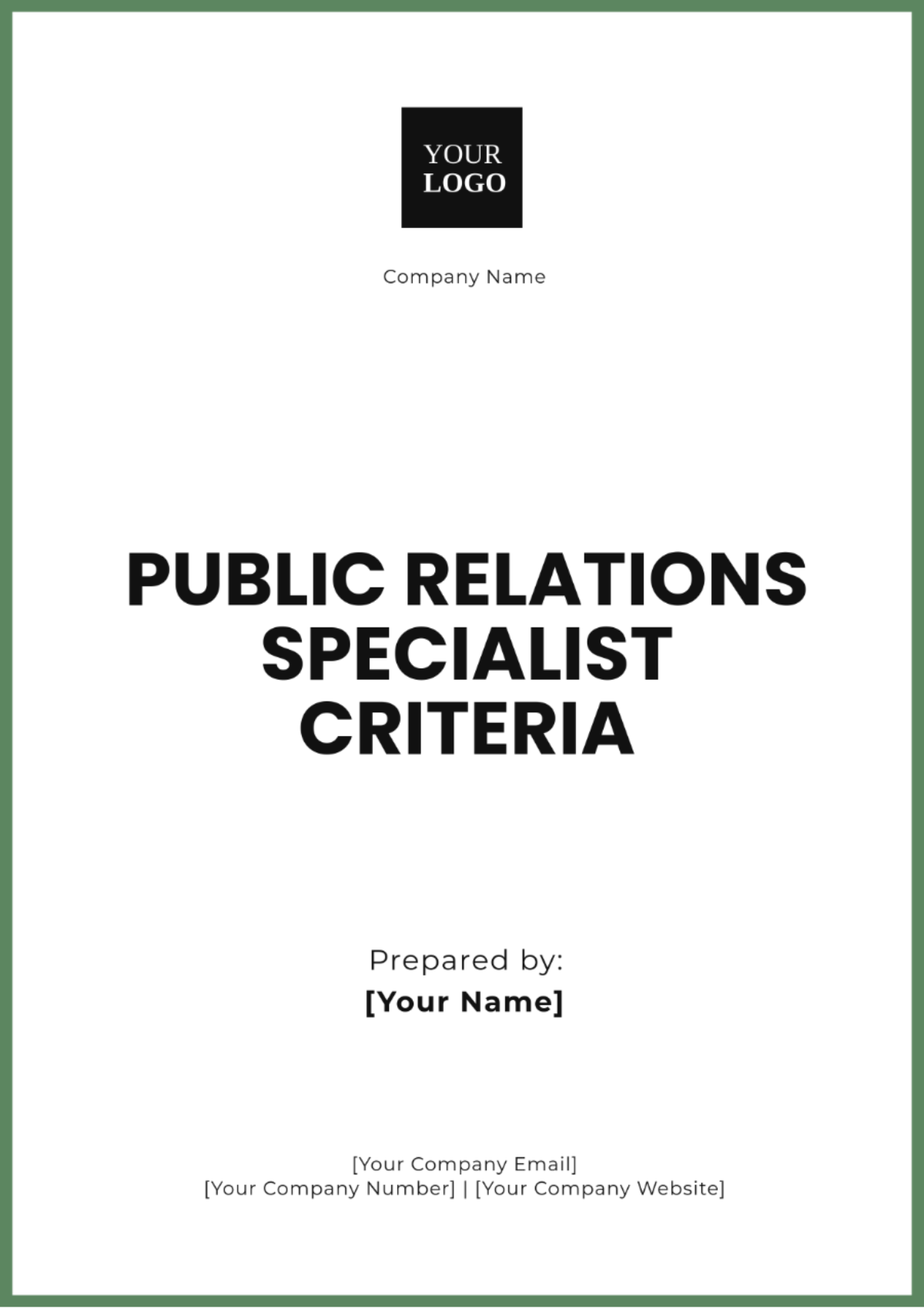 Public Relations Specialist Criteria Template - Edit Online & Download