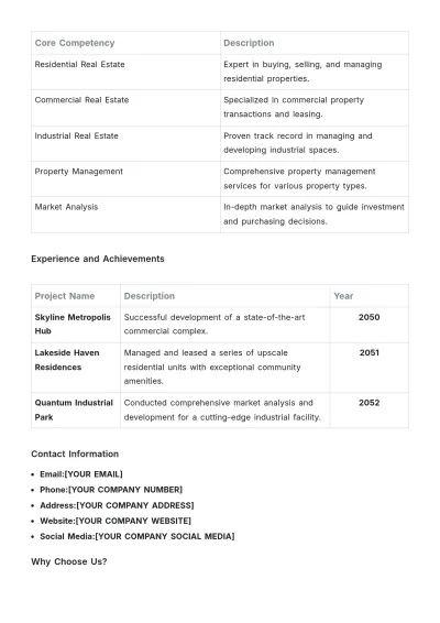 Free Real Estate Capability Statement Template to Edit Online