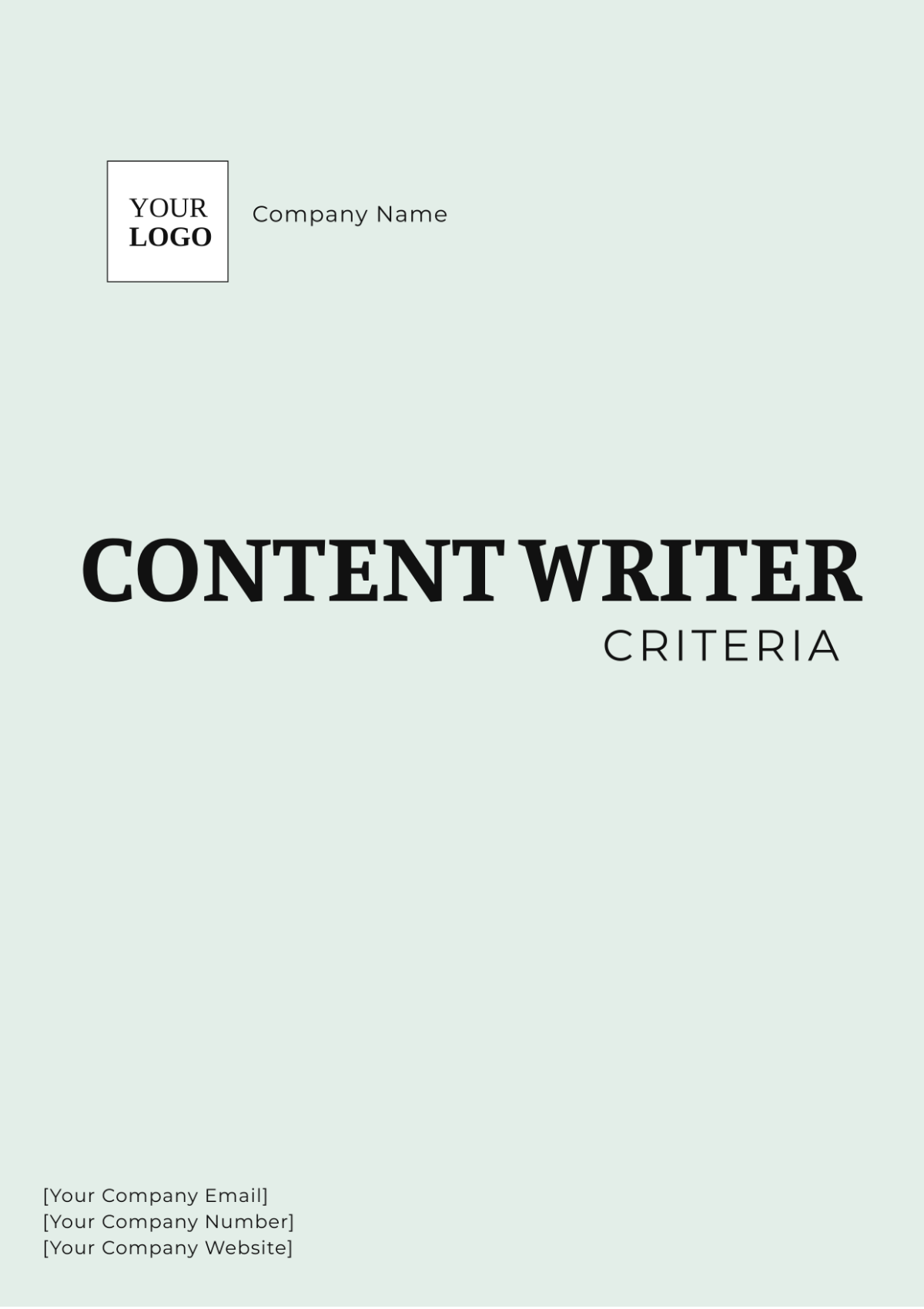 Content Writer Criteria Template - Edit Online & Download