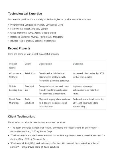 Free Digital Capability Statement Template to Edit Online