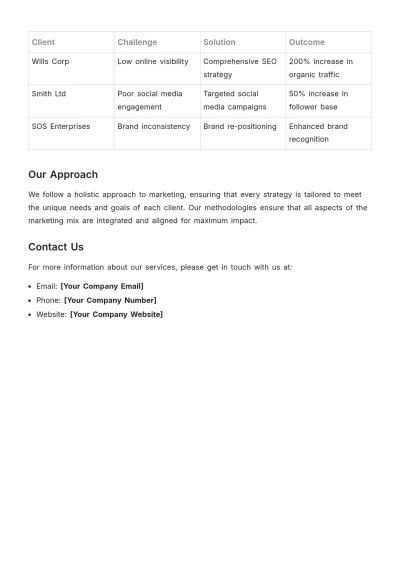 Free Marketing Capability Statement Template to Edit Online