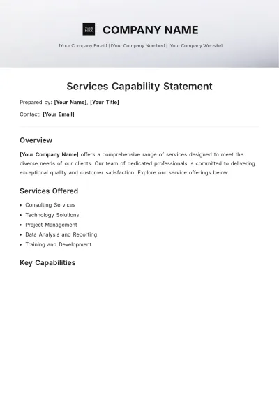 Free Services Capability Statement Template to Edit Online
