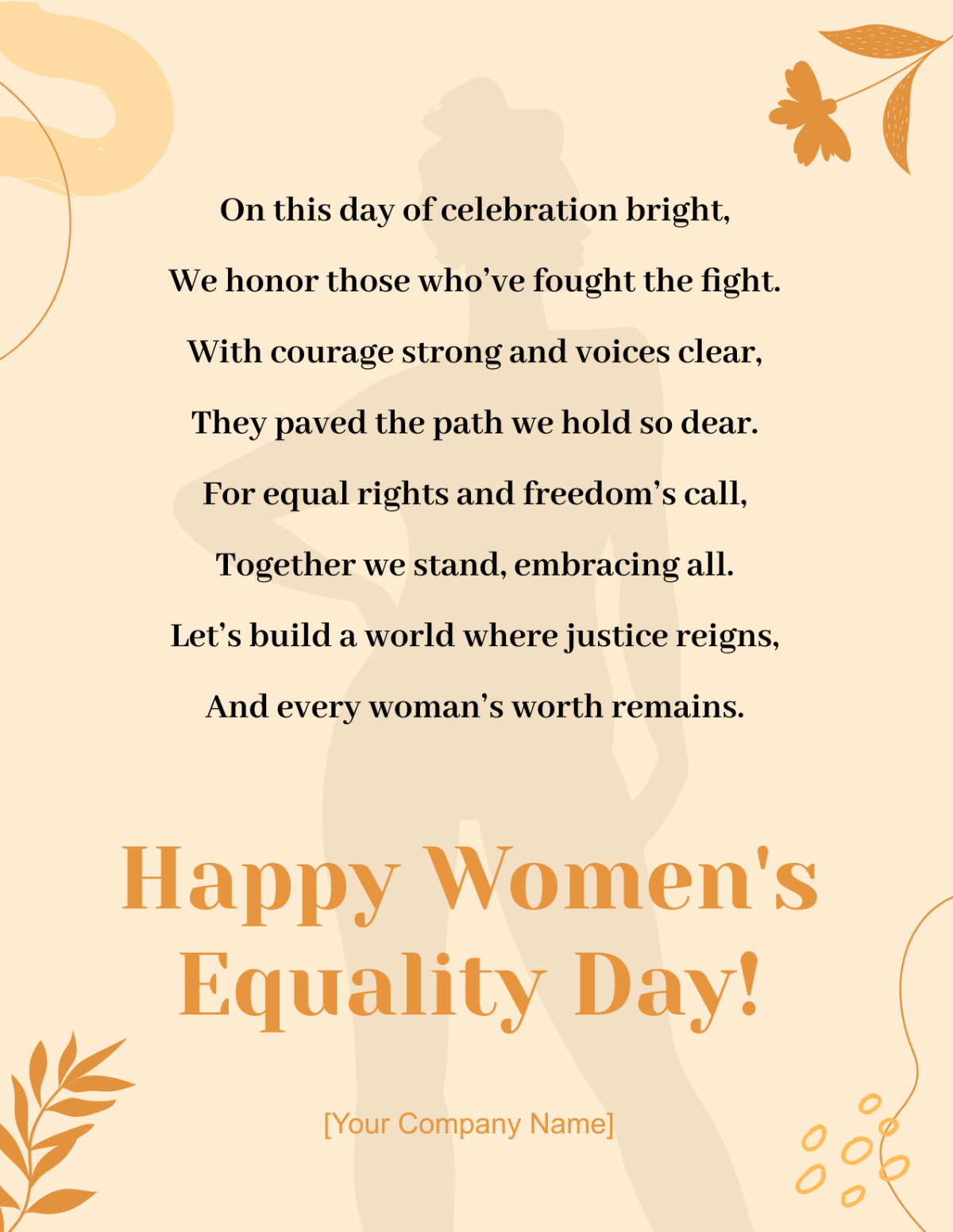 Women's Equality Day Poem Template - Edit Online & Download