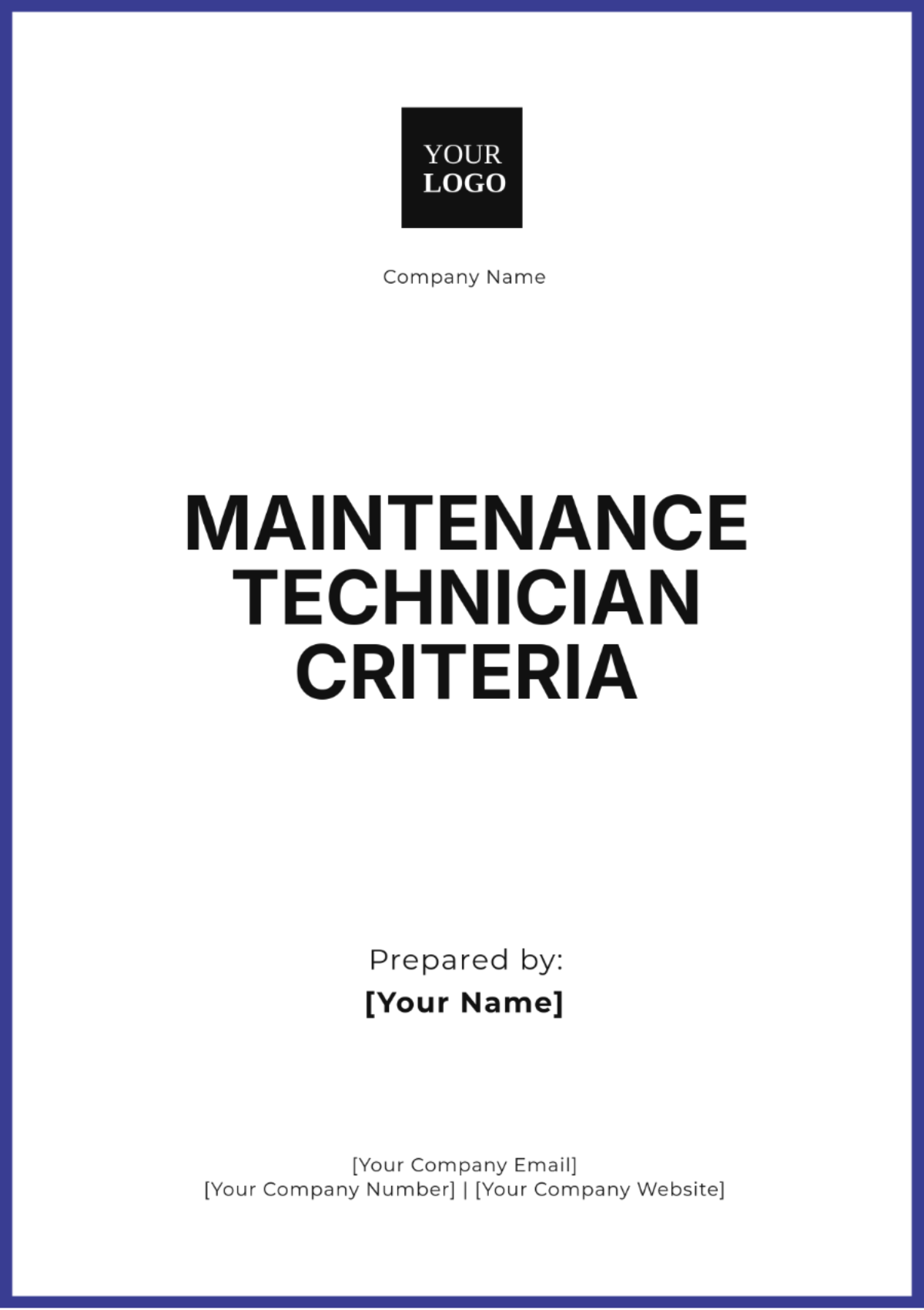 Maintenance Technician Criteria Template - Edit Online & Download