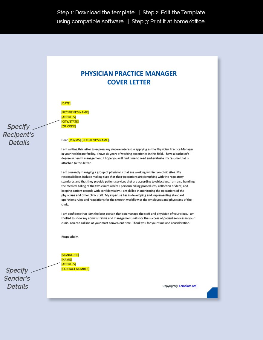 Physician Practice Manager Cover Letter Template
