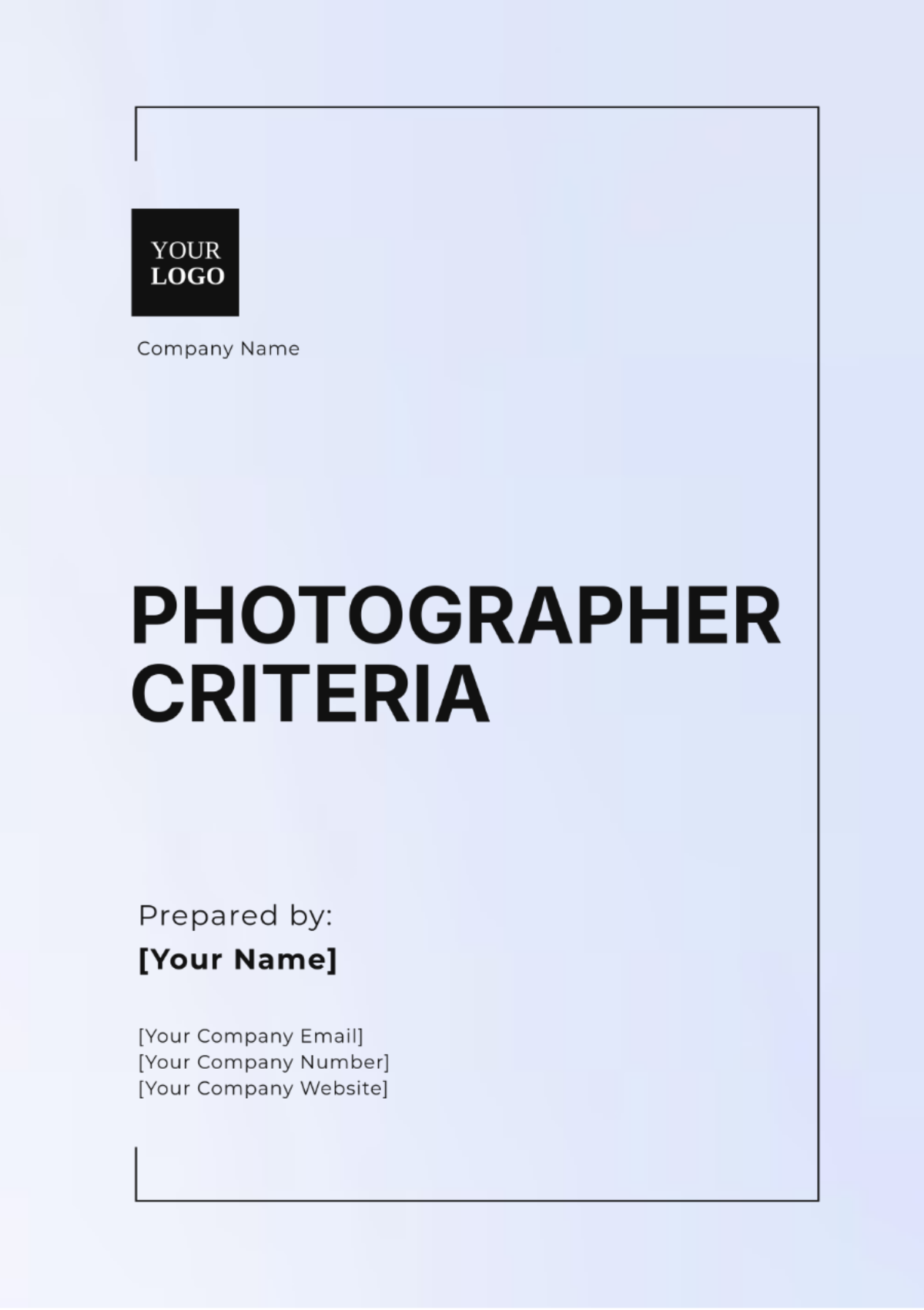 Photographer Criteria Template - Edit Online & Download