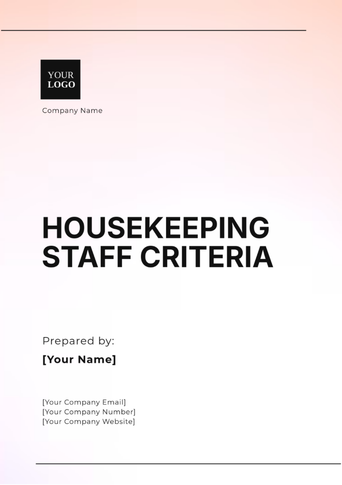 Housekeeping Staff Criteria Template - Edit Online & Download