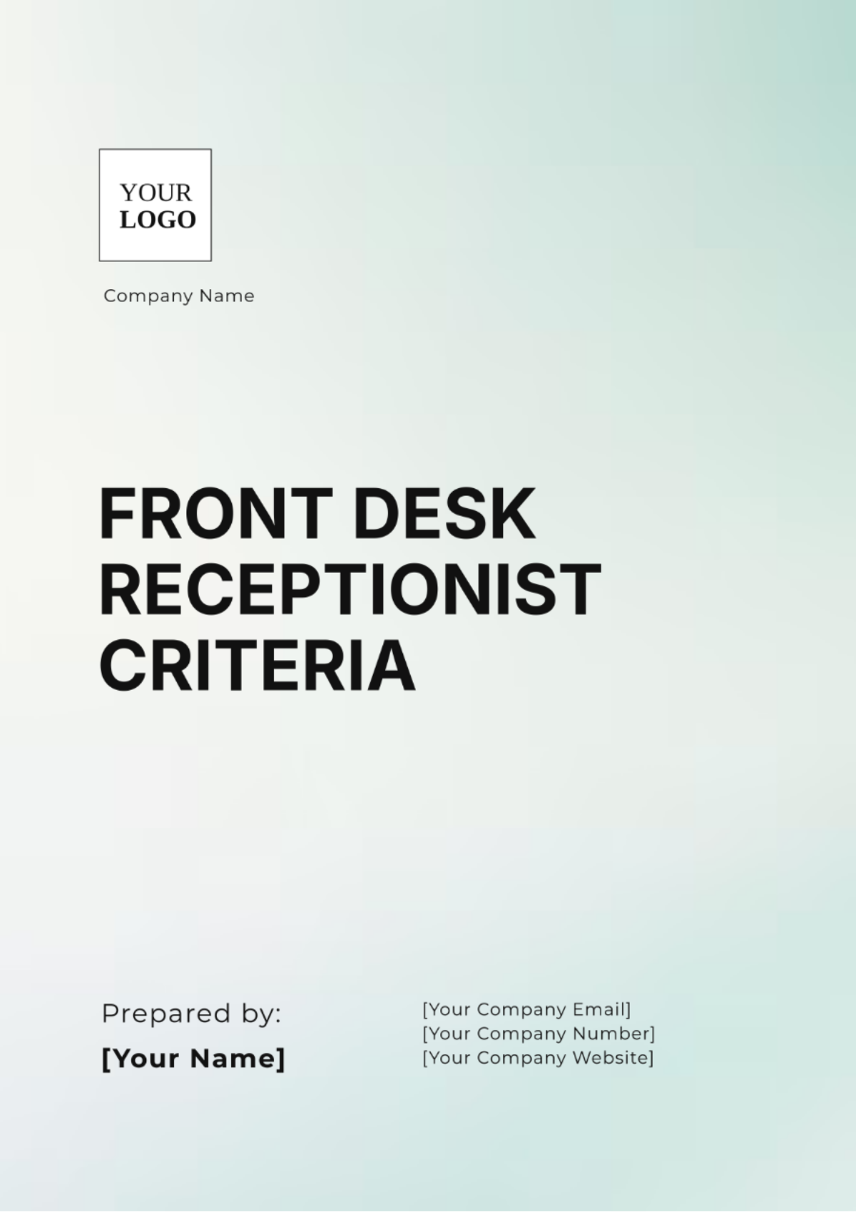 Front Desk Receptionist Criteria Template - Edit Online & Download