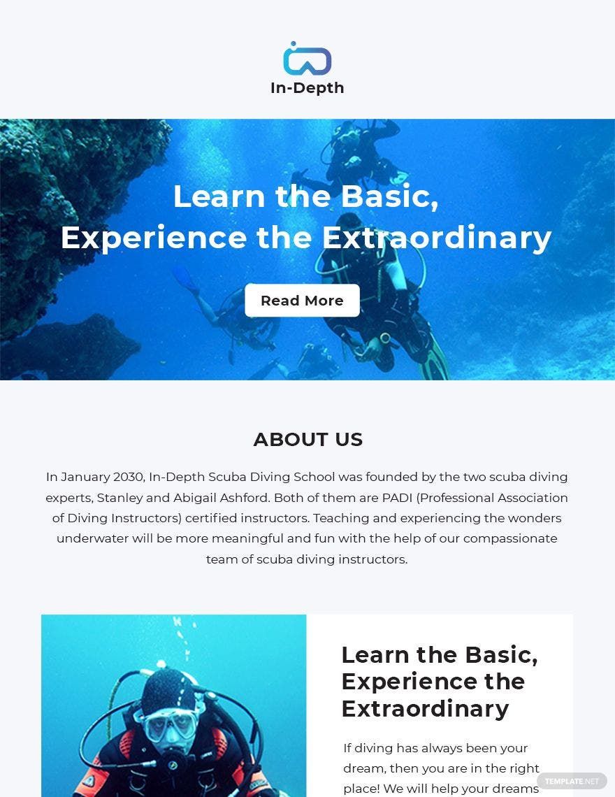 Scuba Diving School Email Newsletter Template