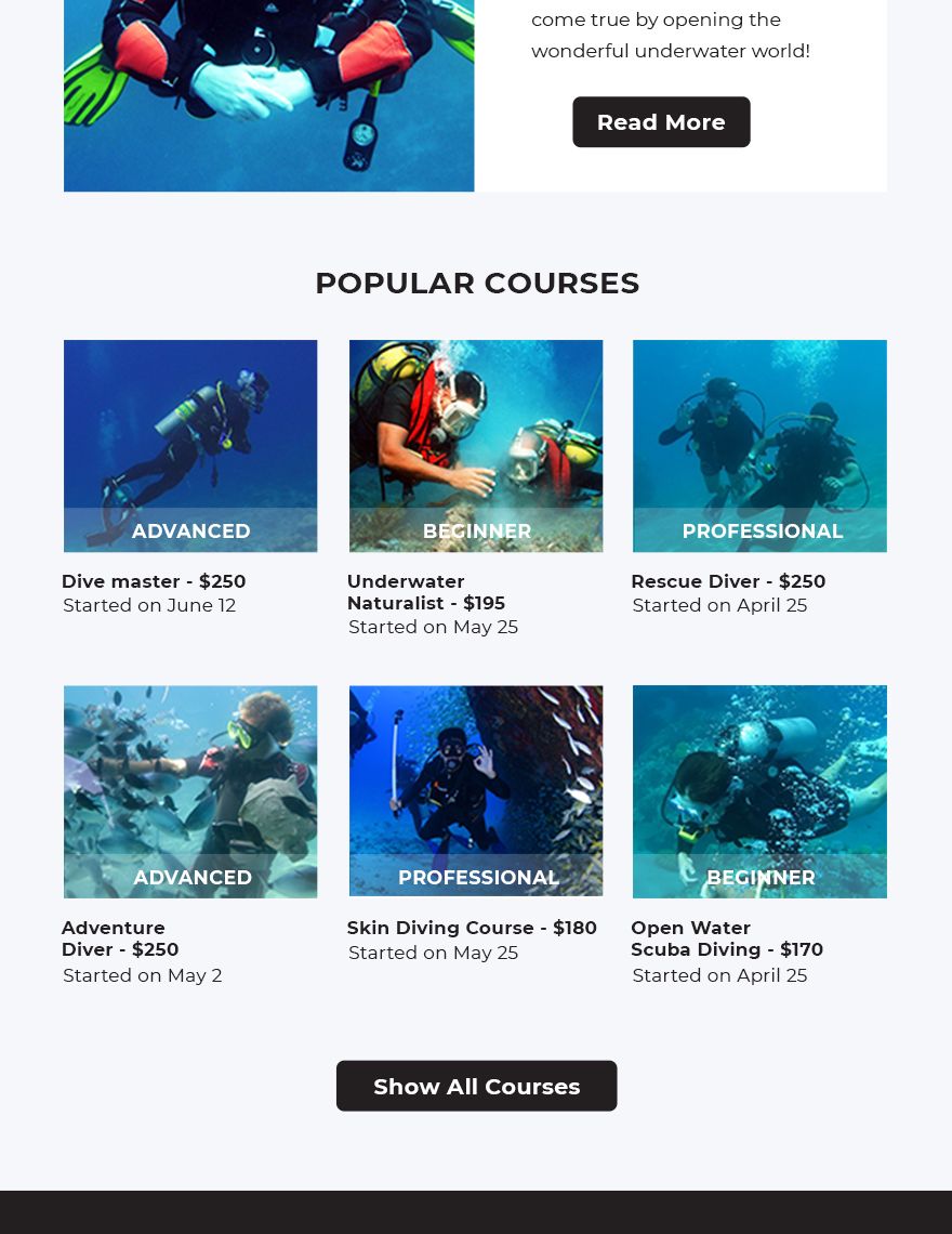 Scuba Diving School Email Newsletter Template