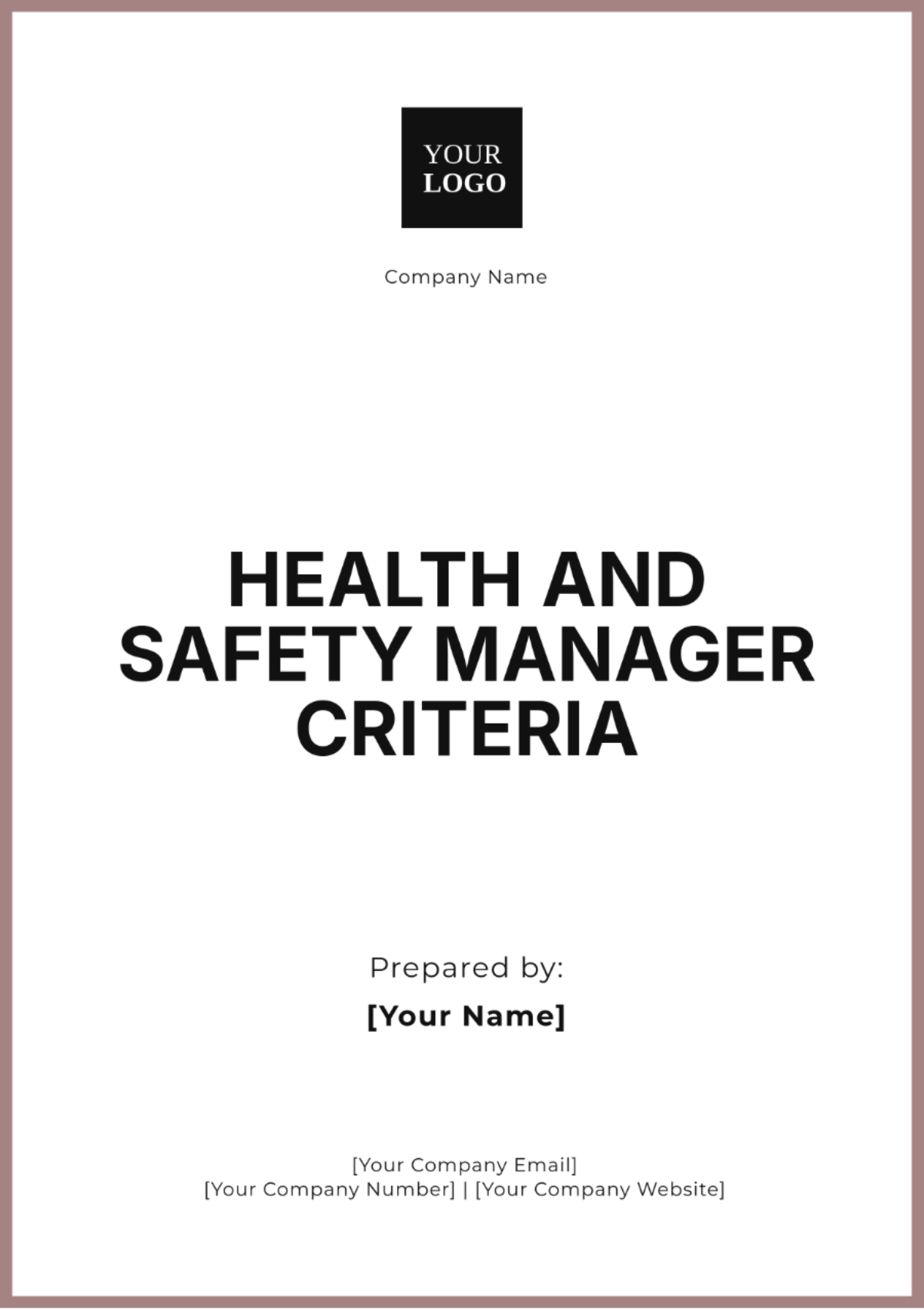 Health and Safety Manager Criteria Template - Edit Online & Download