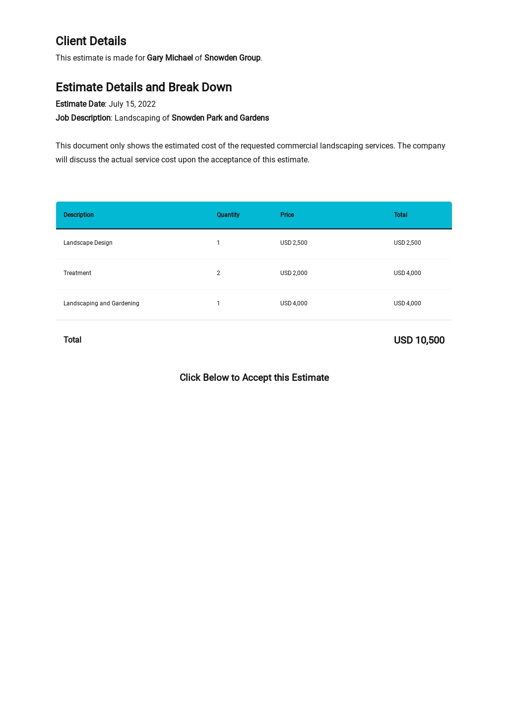 Free Commercial Landscaping Estimate Template 1.jpe