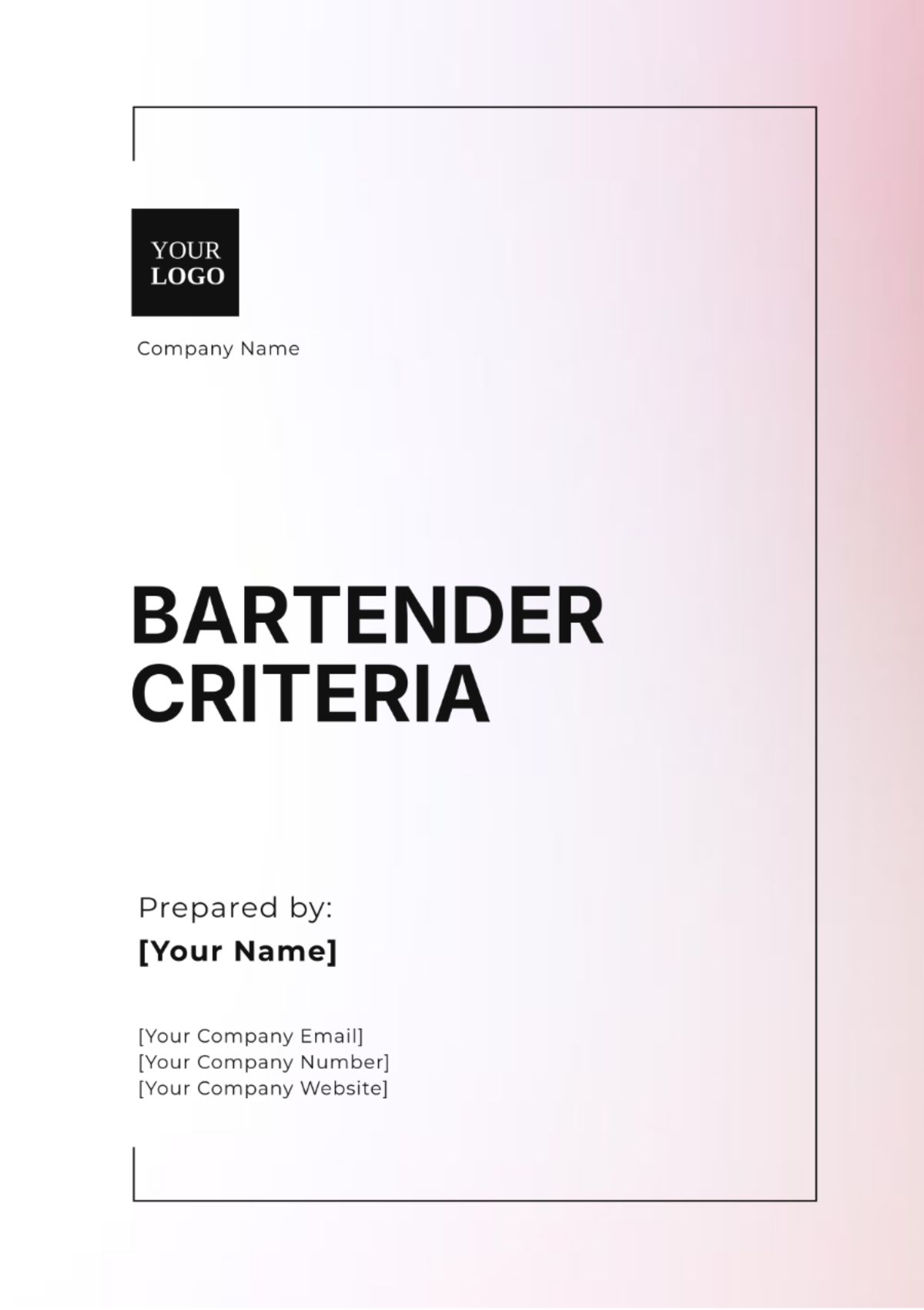 Bartender Criteria Template - Edit Online & Download