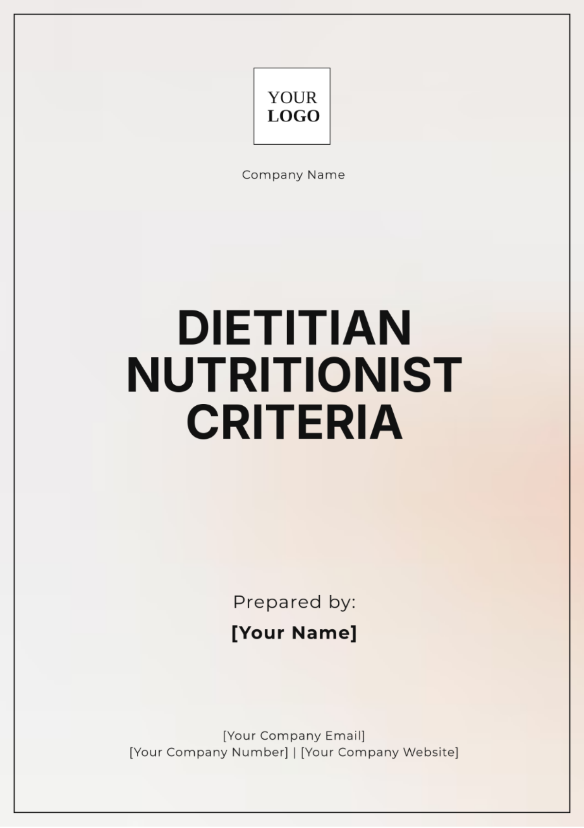 Dietitian Nutritionist Criteria Template - Edit Online & Download