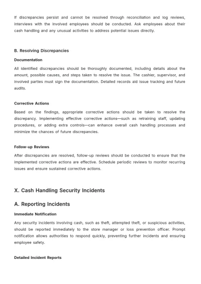 Free Simple Grocery Store Cash Handling SOP Template to Edit Online