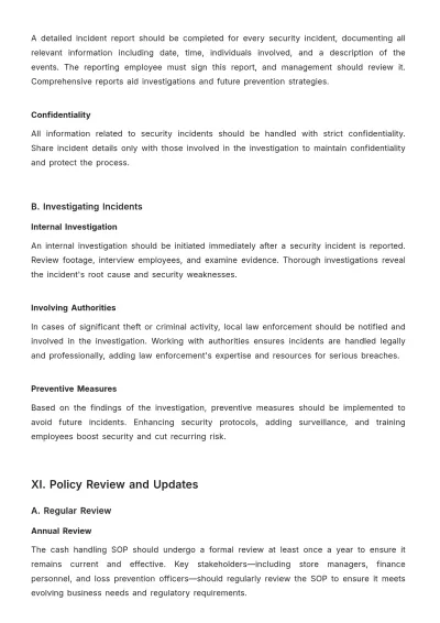 Free Simple Grocery Store Cash Handling SOP Template to Edit Online
