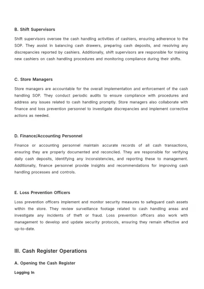 Free Simple Grocery Store Cash Handling SOP Template to Edit Online