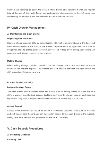Free Simple Grocery Store Cash Handling SOP Template to Edit Online