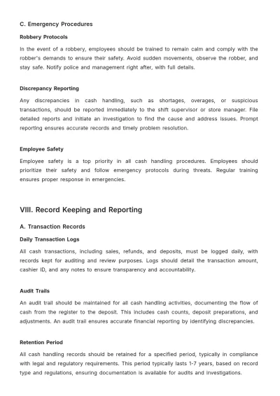 Free Simple Grocery Store Cash Handling SOP Template to Edit Online