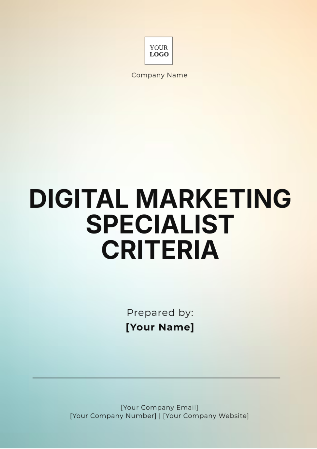 Digital Marketing Specialist Criteria Template - Edit Online & Download