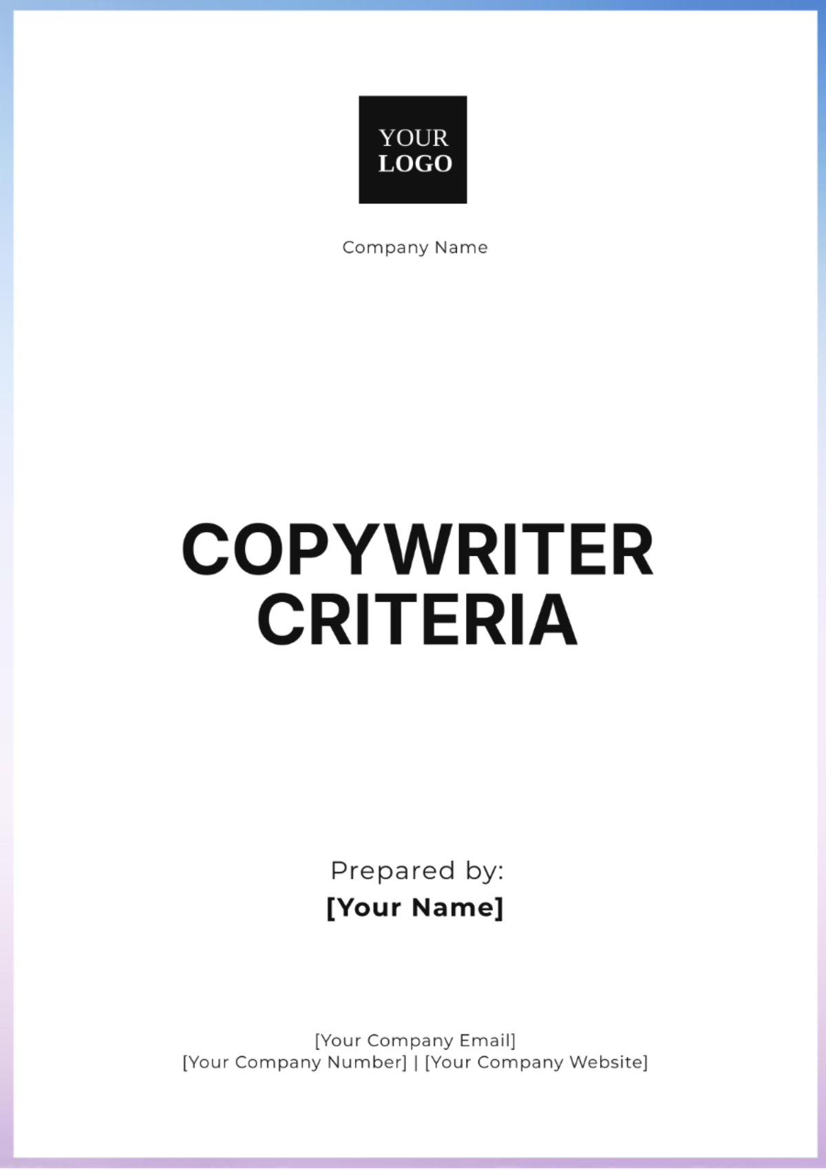 Copywriter Criteria Template - Edit Online & Download