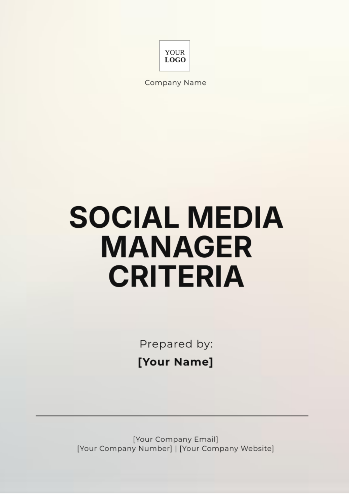 Social Media Manager Criteria Template - Edit Online & Download