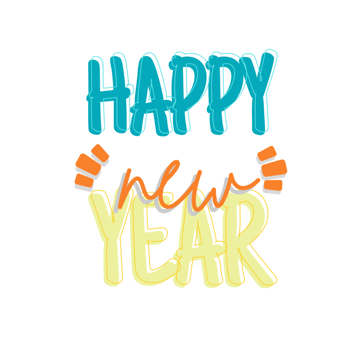 Cheerful New Year Text | Template.net