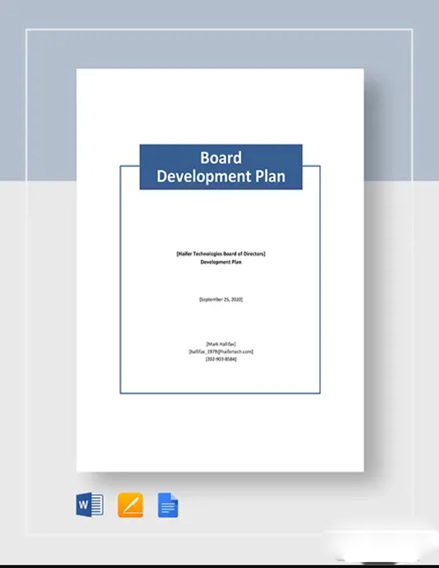 Board Development Plan Template in Word, Google Docs, Apple Pages