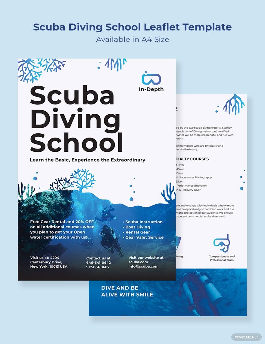Scuba Diving School Leaflet Template