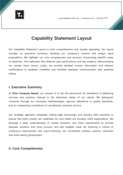 Free Capability Statement Layout Template to Edit Online